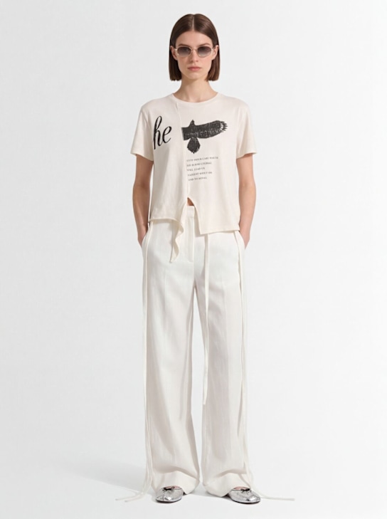 Ann Demeulemeester: Gewachste Baumwollhosen „Anneke“ - Gips - women_1 | Luisa Via Roma