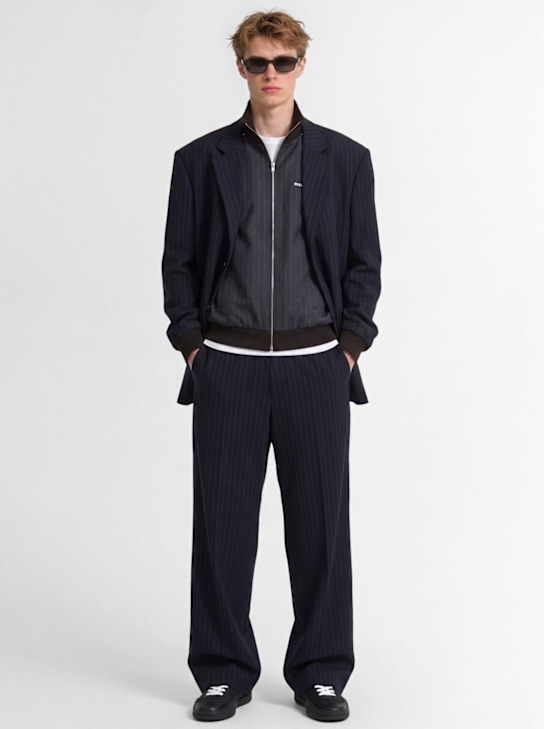 Acne Studios: Jotam pinstripe viscose jacket - Navy - men_1 | Luisa Via Roma