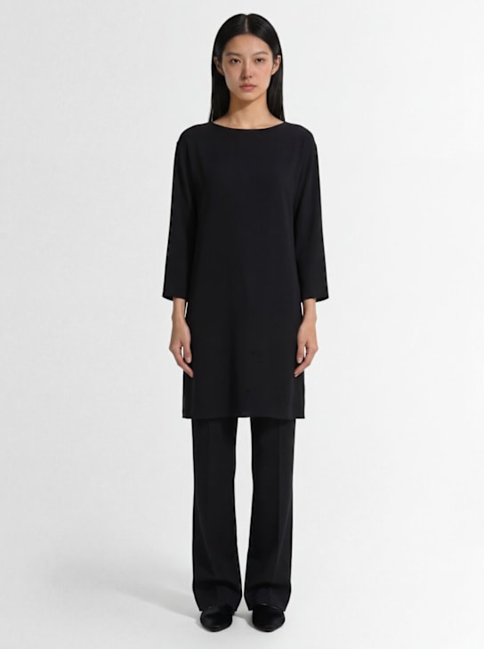 The Row: Bastira绉纱乔其纱真丝上衣 - 黑色 - women_1 | Luisa Via Roma