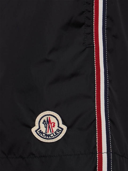 Moncler: Tricolour-Trimmed nylon swim shorts - 黑色 - men_1 | Luisa Via Roma
