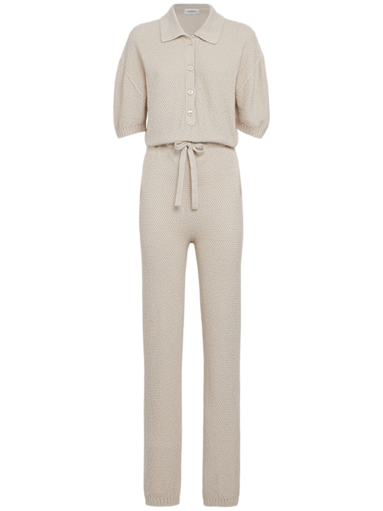 Laneus: Knitted jumpsuit - Panna/Cream - women_0 | Luisa Via Roma