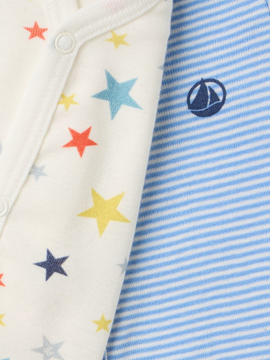 Petit Bateau: Set of 2 cotton jersey rompers - 米黄色/蓝色 - kids-boys_1 | Luisa Via Roma