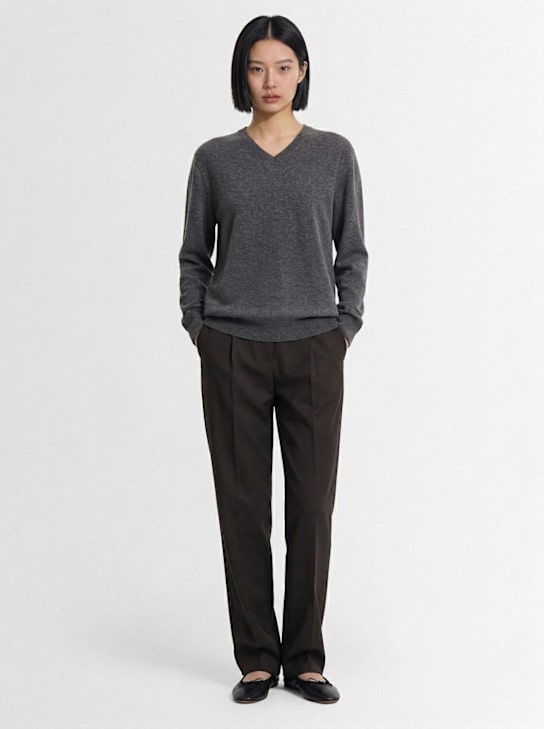 The Row: Mikkela羊毛混纺裤子 - 深棕色 - women_1 | Luisa Via Roma