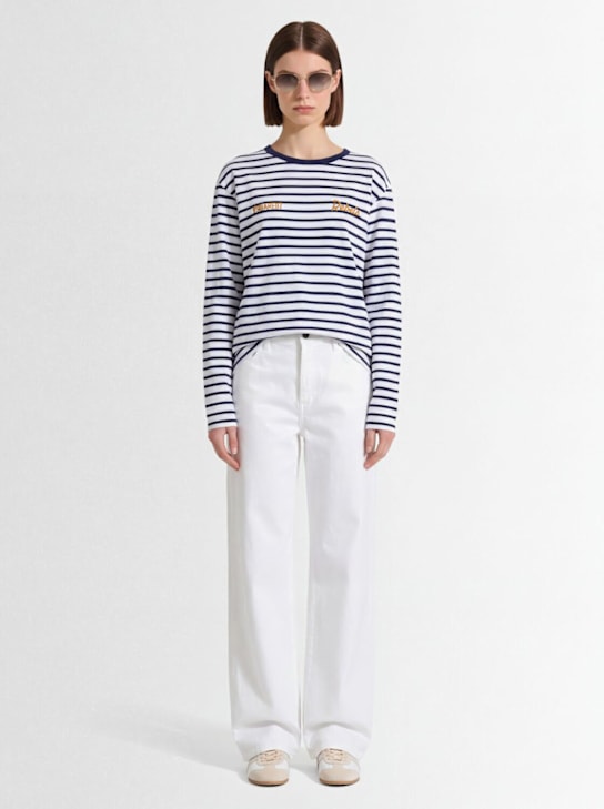 Dsquared2: Breezy striped cotton l/s  t-shirt - Blue/White - women_1 | Luisa Via Roma