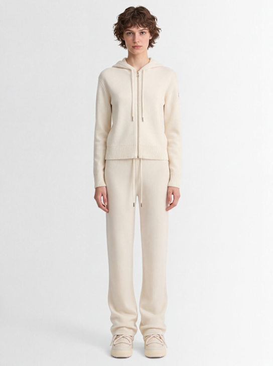 Moncler: Wool & cashmere jogging pants - Blanco - women_1 | Luisa Via Roma