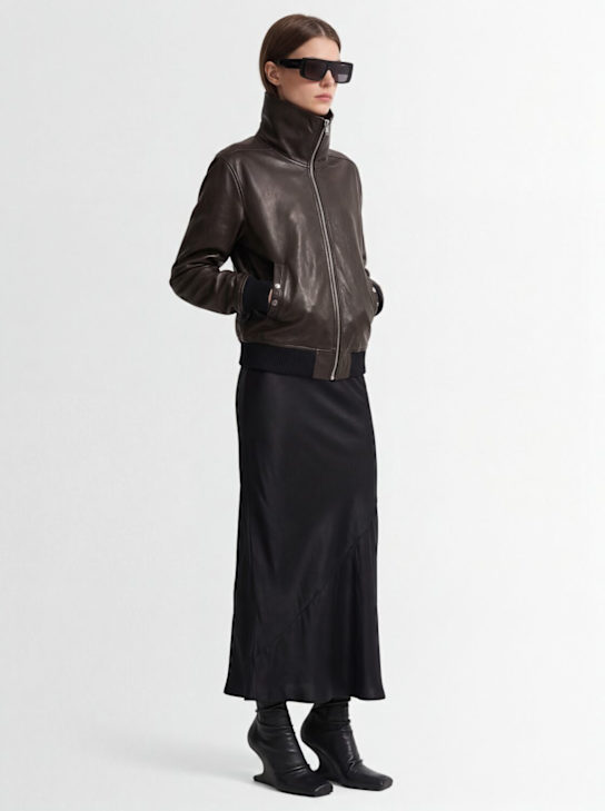 Rick Owens: Dracucollar flight leather bomber jacket - women_1 | Luisa Via Roma