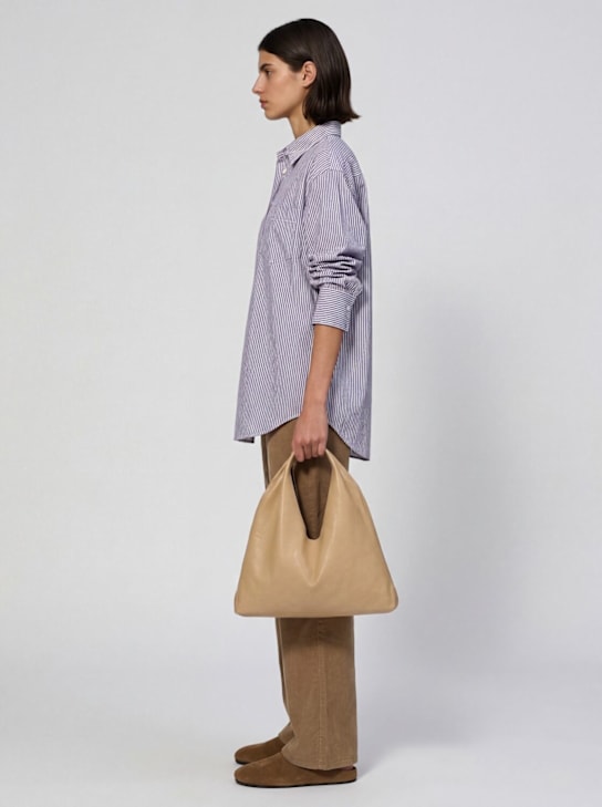 The Row: Small Bindle silk leather top handle bag - Otter - women_1 | Luisa Via Roma