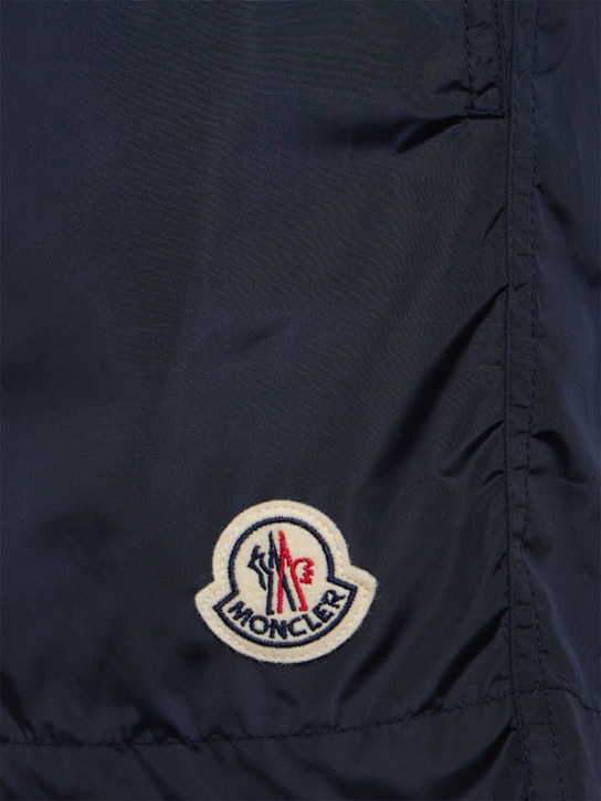 Moncler: Logo patch nylon swim shorts - Midnight Blue - men_1 | Luisa Via Roma