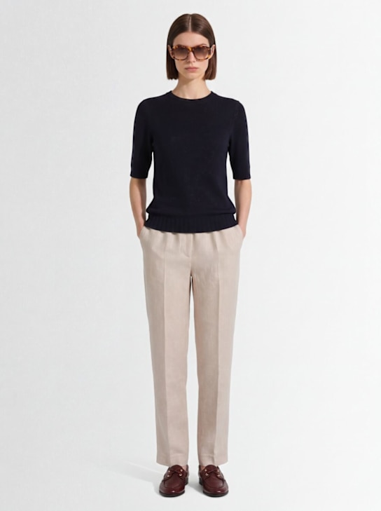 Fabiana Filippi: Linen wide pants - Beige - women_1 | Luisa Via Roma