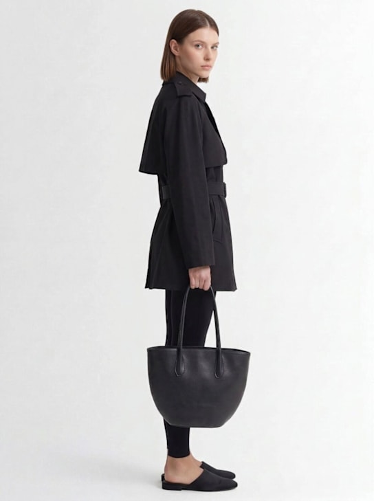 The Row: Alger saddle leather tote bag - Black/Dark Brow - women_1 | Luisa Via Roma