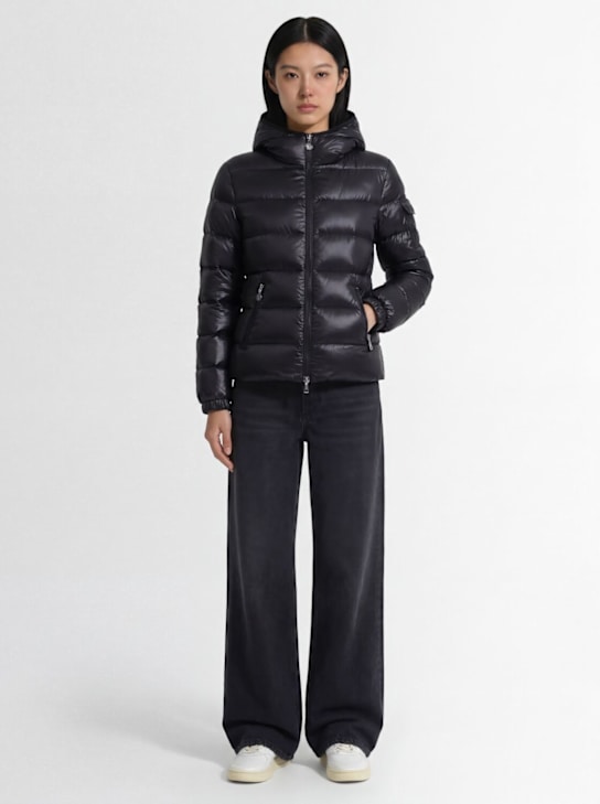 Moncler: Glesse hooded nylon down jacket - Black - women_1 | Luisa Via Roma