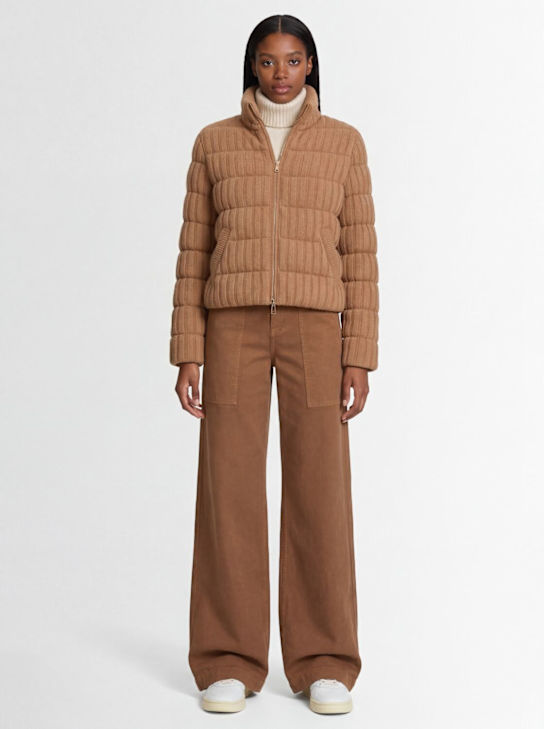 Moncler: 羊毛&羊绒羽绒夹克 - Camel Beige - women_1 | Luisa Via Roma