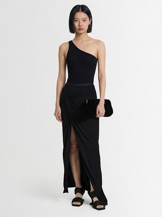 Rick Owens: Top jersey asymétrique épaule dénudée - Noir - women_1 | Luisa Via Roma