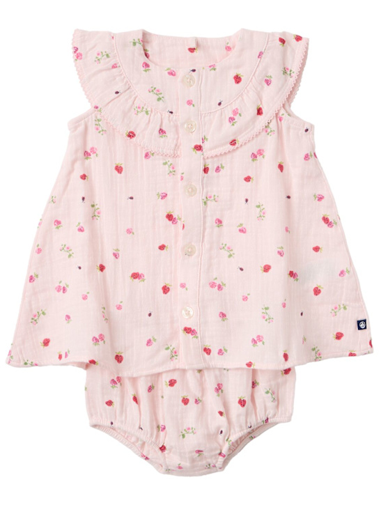 Petit Bateau: Cotton jersey top & shorts - 粉色 - kids-girls_0 | Luisa Via Roma