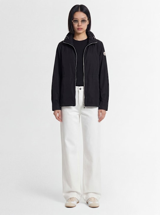 Moncler: Enette科技织物短款连帽派克夹克 - 黑色 - women_1 | Luisa Via Roma