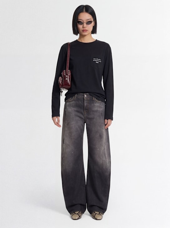 Acne Studios: Edden l/s organic cotton blend t-shirt - Washed Black - women_1 | Luisa Via Roma