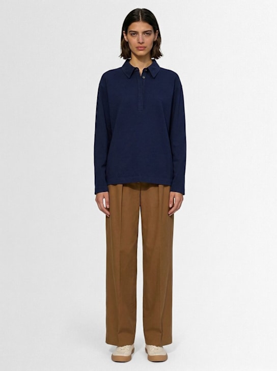 The Row: Roddie cotton shirt - Dark Blue - women_1 | Luisa Via Roma