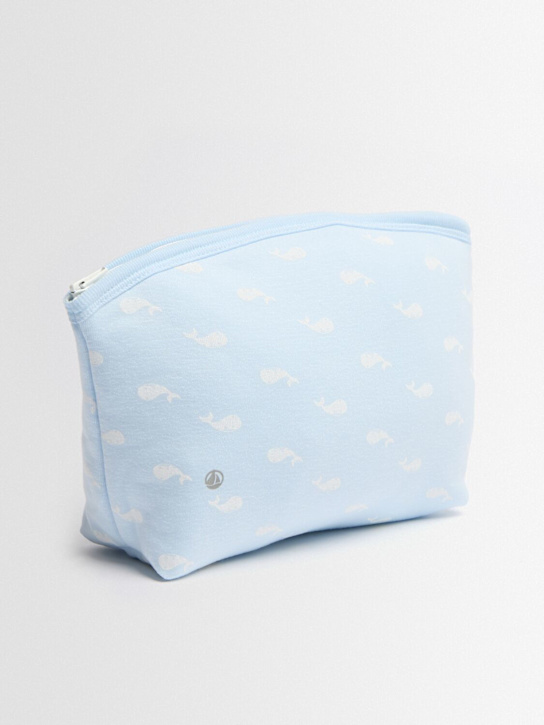 Petit Bateau: Cotton zip pouch - Bleu/Beige - kids-girls_1 | Luisa Via Roma