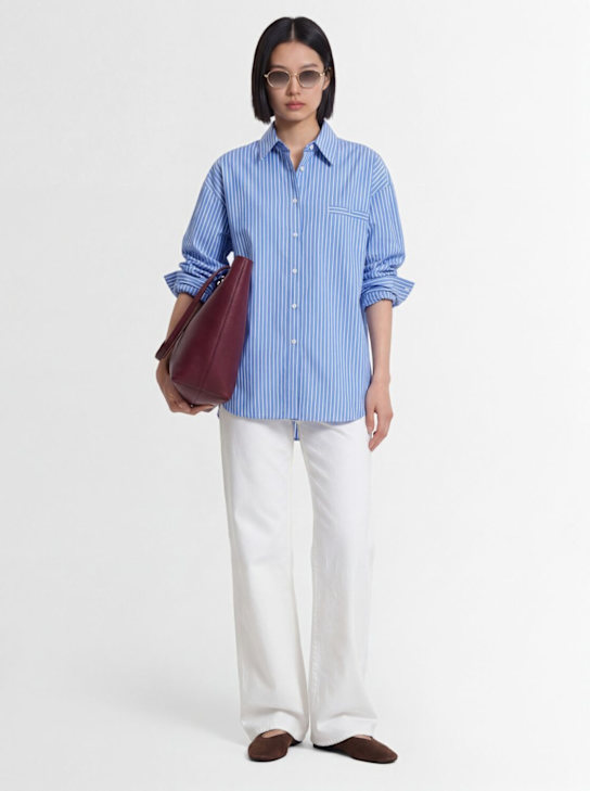 Marcell Pustul: Oversize cotton shirt - 蓝色/多色 - women_1 | Luisa Via Roma