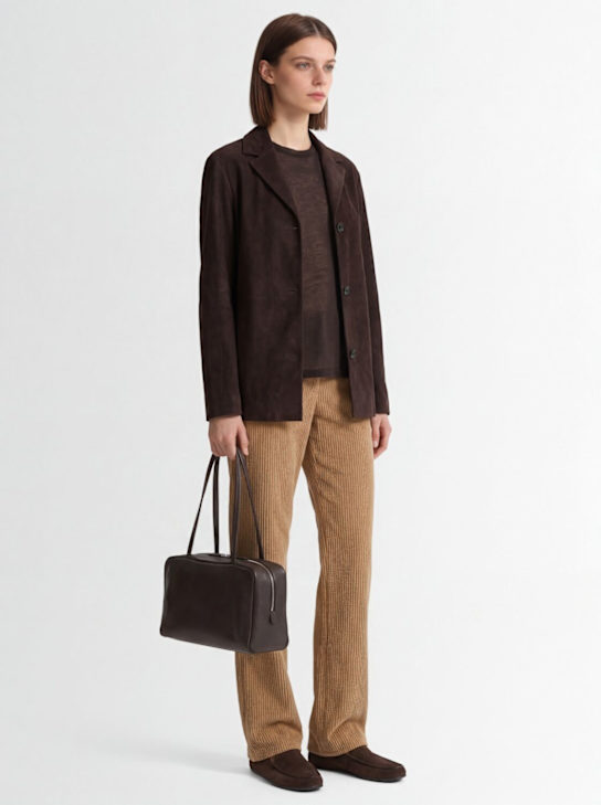 The Row: Sac porté épaule en cuir nappa Astra Bowling - Marron Foncé - women_1 | Luisa Via Roma