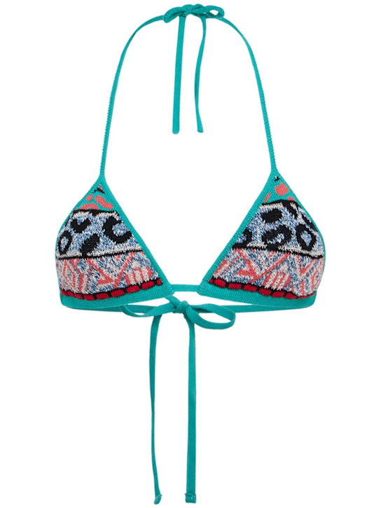 Laneus: Knitted bikini top - Verde Smeraldo/ - women_0 | Luisa Via Roma