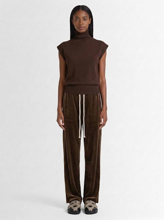 Rick Owens: Dietrich velvet drawstring pants - Taupe - women_1 | Luisa Via Roma