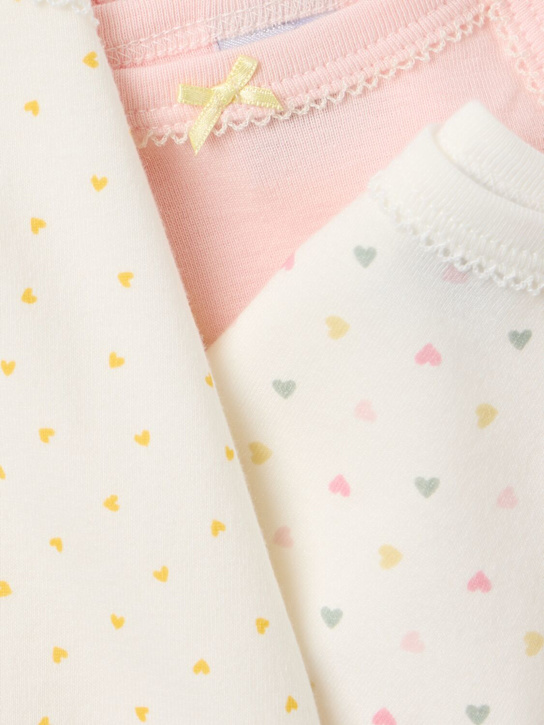 Petit Bateau: Set of 3 printed cotton bodysuits - Pnk/Wht/Bei - kids-girls_1 | Luisa Via Roma