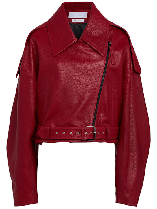 Marcell Pustul: Oversize leather biker jacket - 红色 - women_0 | Luisa Via Roma