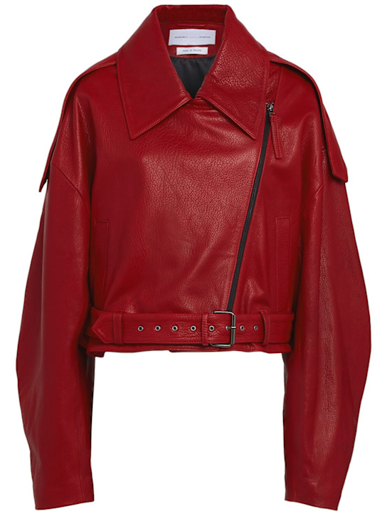Marcell Pustul: Oversize leather biker jacket - Rot - women_0 | Luisa Via Roma