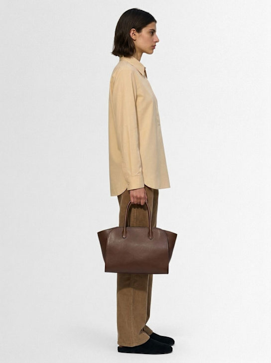 The Row: Marlo 12 saddle leather tote bag - Deep Brown - women_1 | Luisa Via Roma