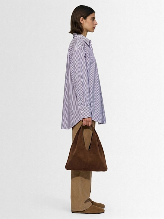 The Row: Small Bindle suede top handle bag - Tobacco - women_1 | Luisa Via Roma
