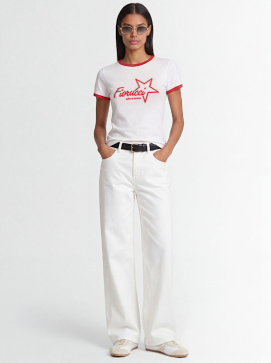 Fiorucci: Ultra Team Glitter Star baby t-shirt - Blanc/Rouge - women_1 | Luisa Via Roma