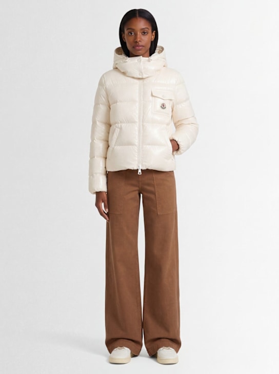 Moncler: Andro nylon hooded down jacket - White - women_1 | Luisa Via Roma