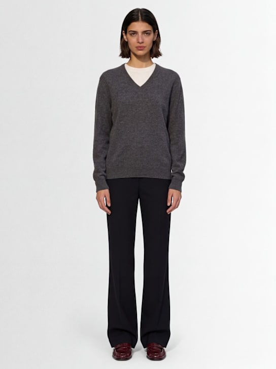 The Row: Ian wool flared pants - Black - women_1 | Luisa Via Roma