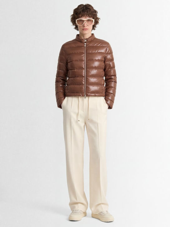 Moncler: Papillon nylon down jacket - Brown - women_1 | Luisa Via Roma