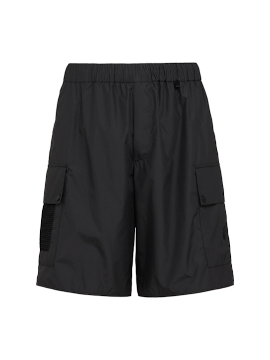Moncler: Cargo tech shorts - Black - men_0 | Luisa Via Roma