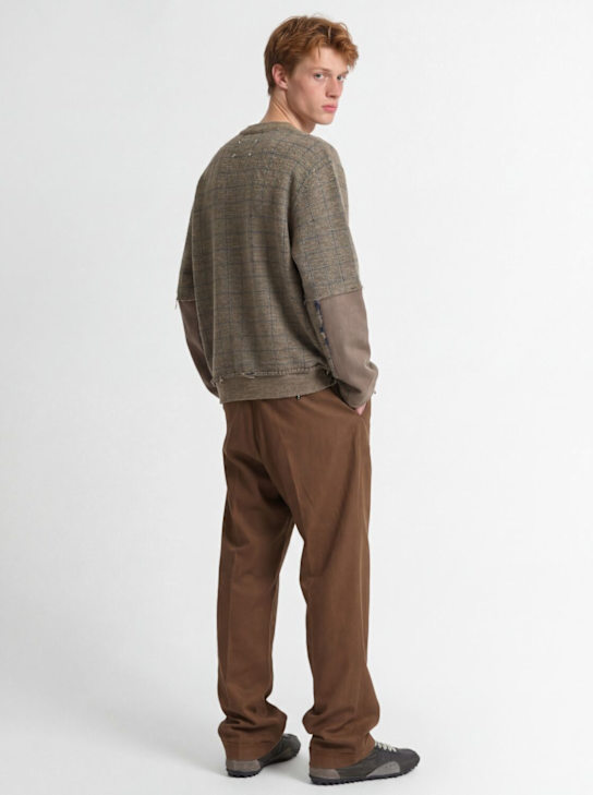Maison Margiela: V-neck knit sweater - ミリタリーグリーン - men_1 | Luisa Via Roma