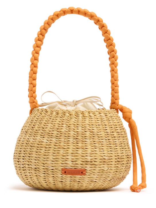 Muuñ: Lily Anne酒椰纤维效果手提包 - Natural/Orange - women_0 | Luisa Via Roma