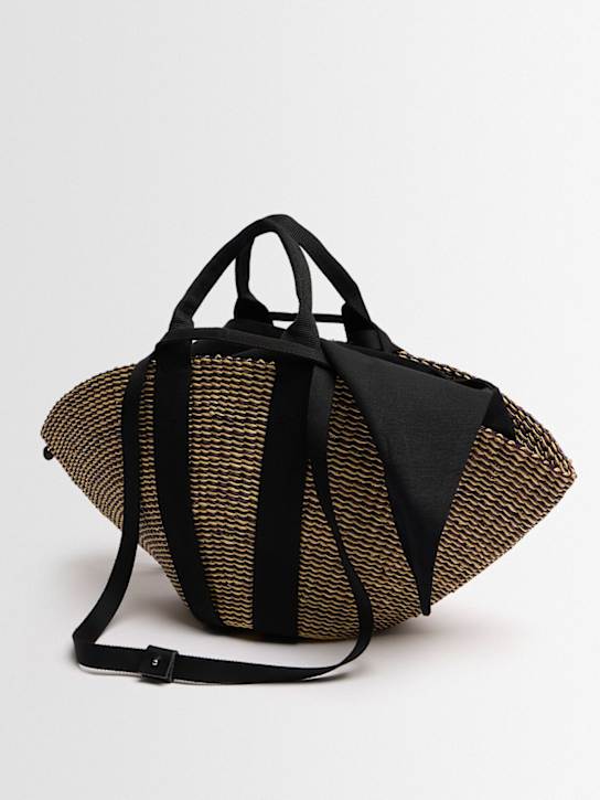 Muuñ: Sophie Hstripe拉菲草效果托特包 - 自然色/黑色 - women_1 | Luisa Via Roma