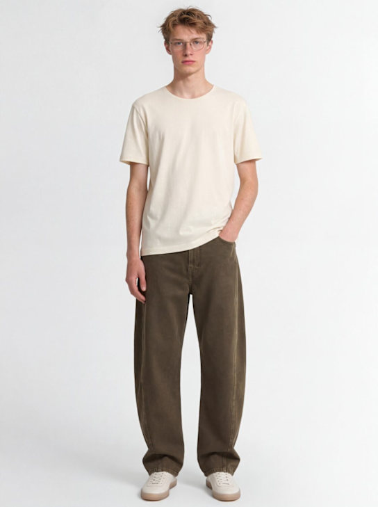 Lemaire: Rib t-shirt - Light Cream - men_1 | Luisa Via Roma
