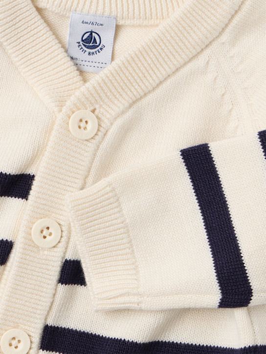 Petit Bateau: Cotton knit cardigan - 白色/蓝色 - kids-boys_1 | Luisa Via Roma