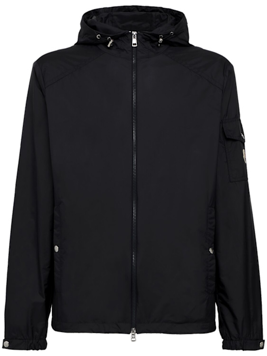 Moncler: Etiache nylon hooded rain jacket - 黑色 - men_0 | Luisa Via Roma