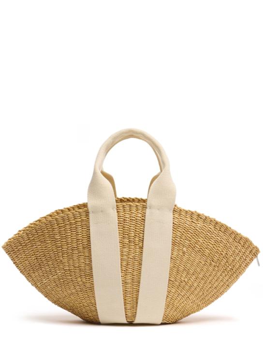 Muuñ: Mini Sophie raffia effect top handle bag - Natural/Ecru - women_0 | Luisa Via Roma