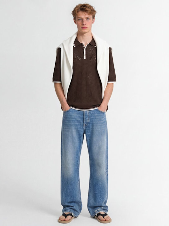 Laneus: 棉质针织polo衫 - Chocolate/Multi - men_1 | Luisa Via Roma