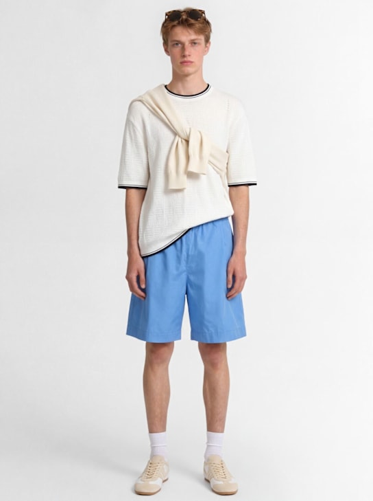 Laneus: Knitted cotton t-shirt - Cream - men_1 | Luisa Via Roma