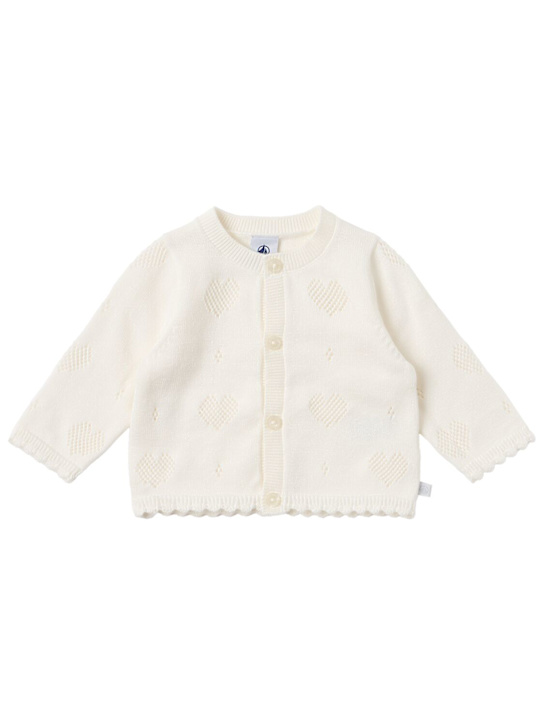 Petit Bateau: Cotton cardigan - Beige - kids-girls_0 | Luisa Via Roma