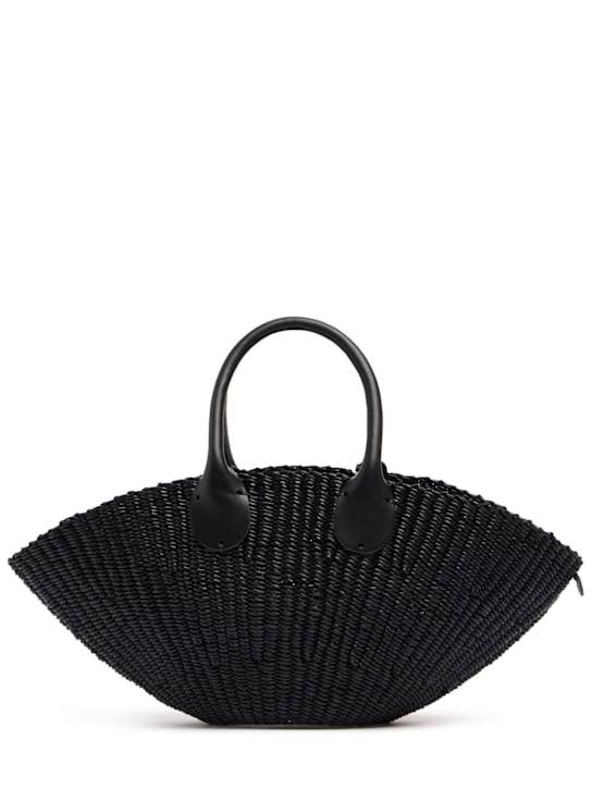 Muuñ: Mini Sophia raffia effect top handle bag - Black - women_0 | Luisa Via Roma