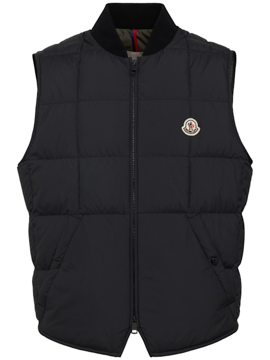 Moncler: Elberton tech square-quilted down vest - 黑色 - men_0 | Luisa Via Roma