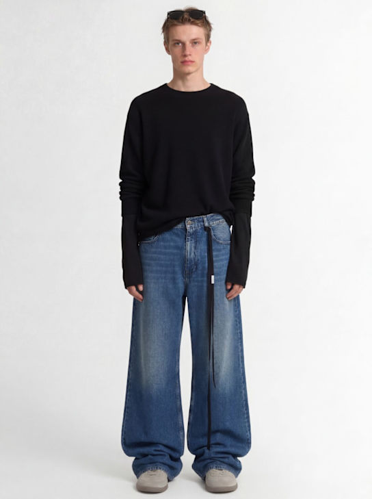 Ann Demeulemeester: Modest 5-pocket relaxed bootcut jeans - Mid Blue - men_1 | Luisa Via Roma