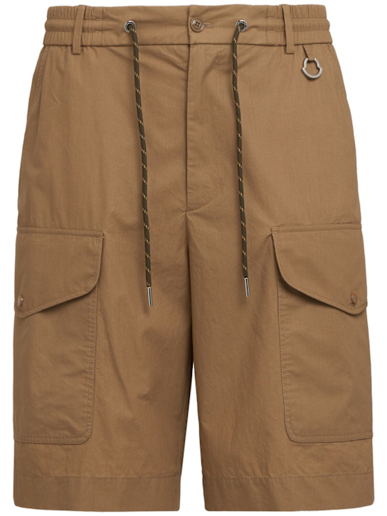 Moncler: Cotton poplin cargo shorts - Beige - men_0 | Luisa Via Roma